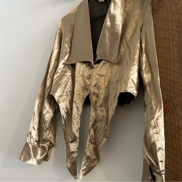Vintage Metallic Gold Cropped Blouse - Picture 4 of 5